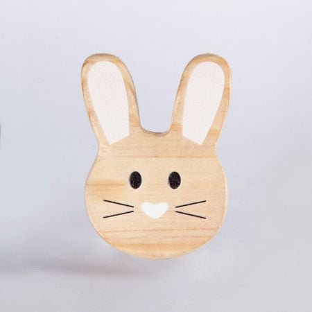 Handcrafted Pine Wood Rabbit Face Knob